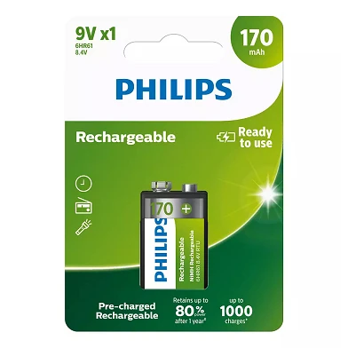 Batterie rechargeable Philips NimH 9V/HR22 170mah