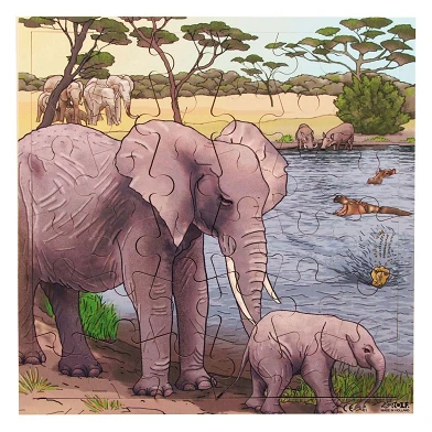 Rolf - Puzzle en bois Éléphants, 36 pcs.