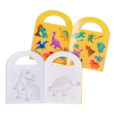 Livre de coloriage avec autocollants dinosaures