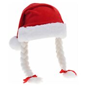 Weihnachtsmütze Plüsch mit Zöpfen
