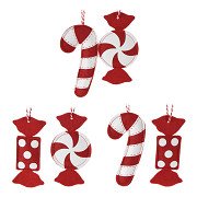 Weihnachtshänger aus Filz, Süßigkeiten, 12er-Set