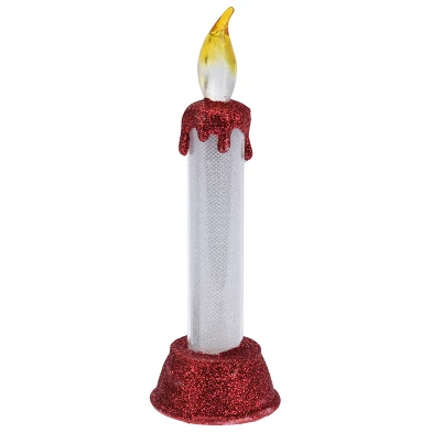LED-Kerze mit weihnachtlichem Glitzer, 15 cm.