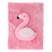 Notizbuch aus Plüsch mit Tier - Flamingo