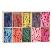 Mini chevilles en bois colorées, 10 couleurs