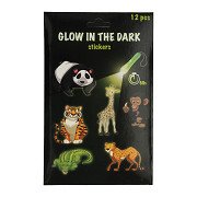 Glow in the Dark Stickers Dieren, 12st