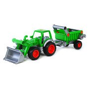 Polesie grüner Traktor mit Frontlader und Anhänger
