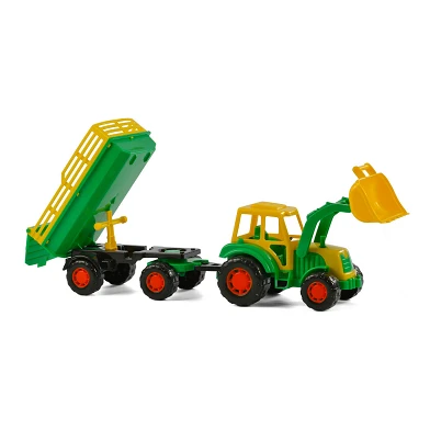 Cavallino Traktor mit Frontlader und Anhänger grün
