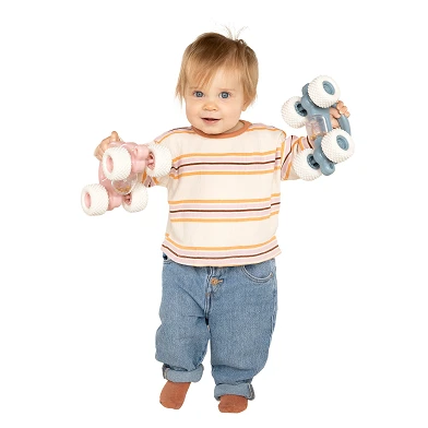 Voiture jouet pour tout-petits avec hochet - Bleu pastel