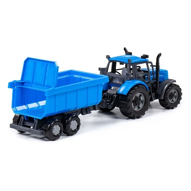 Cavallino Tractor met Kiepwagen Aanhangwagen Blauw, Schaal 1:32