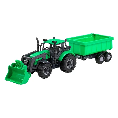 Tracteur Cavallino avec chargeur et remorque benne camion vert, échelle 1:32