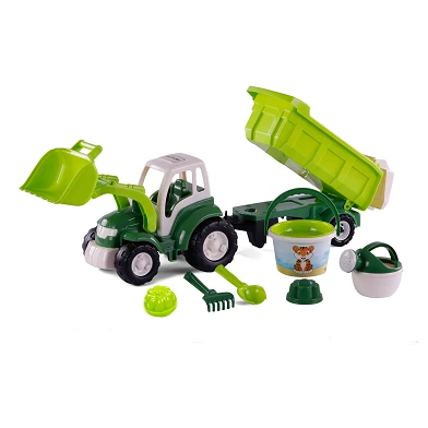 Tracteur Cavallino XL vert avec remorque benne et jeu de godets, 9 pcs.