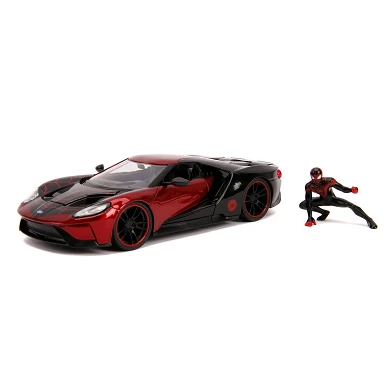 Jada Marvel Miles Morales Spiderman met 2017 Ford GT Auto 1:24