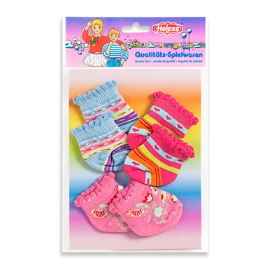 Chaussettes de poupée colorées, 3 paires, 35-46 cm
