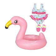 Puppen-Schwimmset Flamingo, 35-45 cm