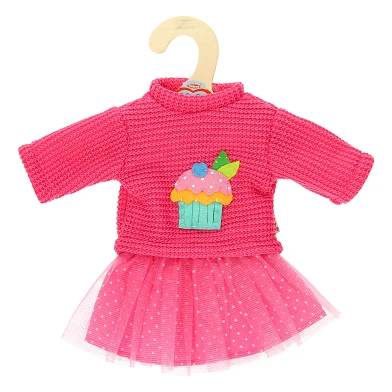 Pull pour poupées avec jupe rose foncé, 28-35 cm