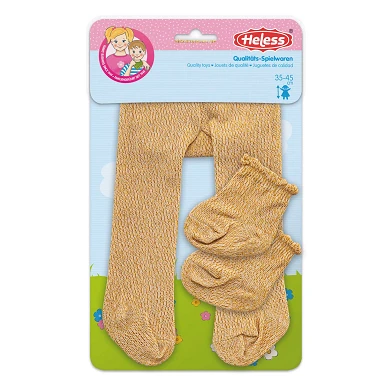 Collants de poupée avec chaussettes - Or, 28-35 cm