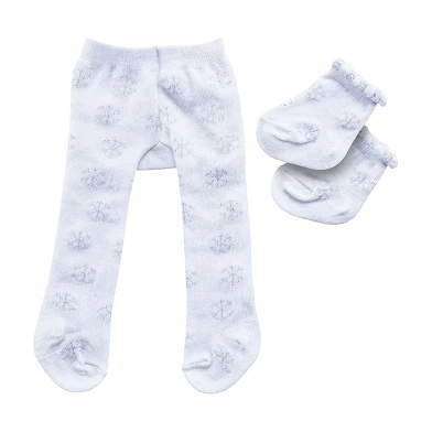 Collants avec chaussettes pour poupée - Flocons de neige, 28-35 cm