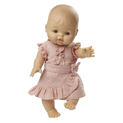 Jupe portefeuille pour poupées rose à volants, 28-35 cm