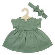 Robe de poupée verte à volants, 28-35 cm