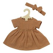 Robe de poupée marron à volants, 28-35 cm