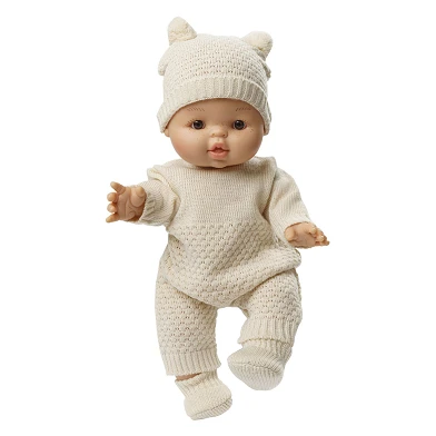 Salopette en tricot pour poupées écru, 28-35 cm