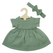 Robe de poupée verte à volants, 35-45 cm