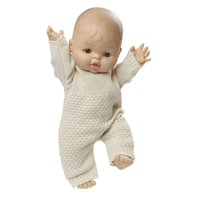 Puppen-Strickoverall Ecru, 35-45 cm