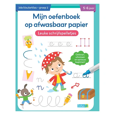 Oefenboek Afwasbaar Papier Leuke Schrijfspelletjes (5-6 j.)