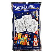 Sinterklaas-Malbuch mit 4 Wachsmalstiften und Stickerbogen