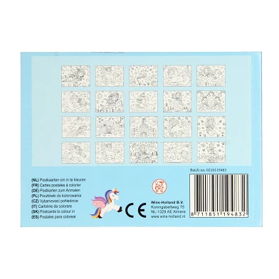 Cartes postales à colorier pour enfants - Licorne