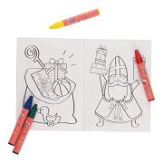 Kleurboekje Sinterklaas met 4 Waskrijtjes en Stickervel