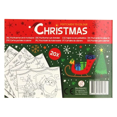 Cartes de Noël à colorier, 20 pcs.