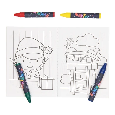 Coffret de friandises : Livre de coloriage, crayons de couleur et feuille d'autocollants - Noël