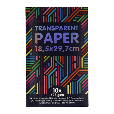 Transparant Papier Gekleurd, 10st.