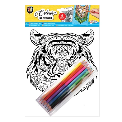 Coloriage par numéro A4 - Lion