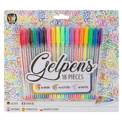 Set de stylos gel Neon Glitter Pastel, 18 pcs.