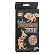 2-in-1 Holzbaukasten 3D-Puzzle - Känguru und Löwe