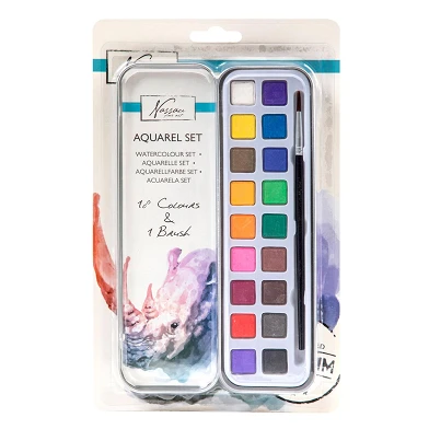 Ensemble de peinture aquarelle Nassau, 18 couleurs