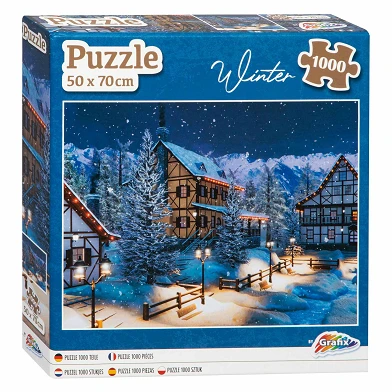 Winter-Puzzle-Dorf, 1000 Teile.