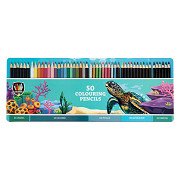 Crayons de couleur en boîte métallique, 50 pcs.