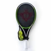 Tennisschläger mit Abdeckung und 2 Bällen - Grün