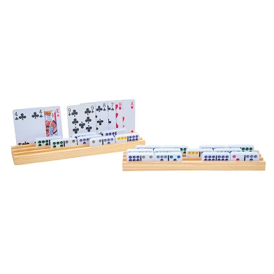 Domino en bois et porte-cartes, 4 pcs.