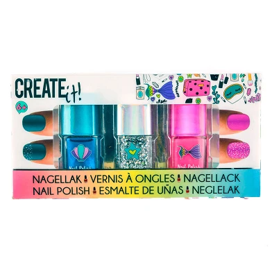 Create it! Beauty Nagellak Glitter, 3st.