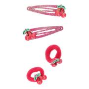 Haarspangen und Minibänder mit Cherry Glitter, 2St.