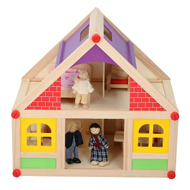 Maison de poupée en bois, 11 pièces.