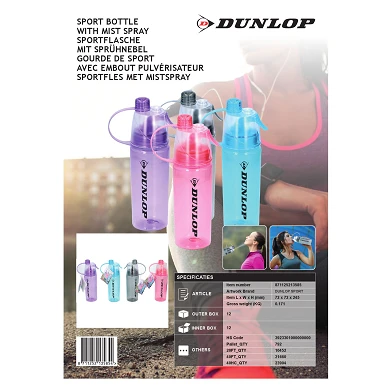 Dunlop Trinkflasche und Nebelspray