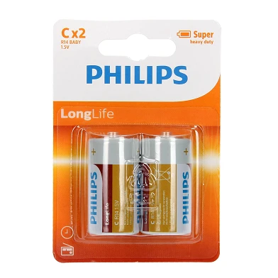 Philips Batterie R14 C Longue Durée