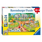 Ravensburger Puzzle Ein Tag im Zoo, 2x24st.