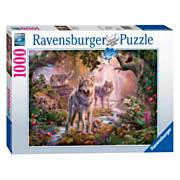 Ravensburger Puzzle Wolfsfamilie im Sommer, 1000.