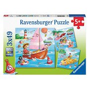 Wasserfahrzeuge Puzzle, 3x49 Teile.